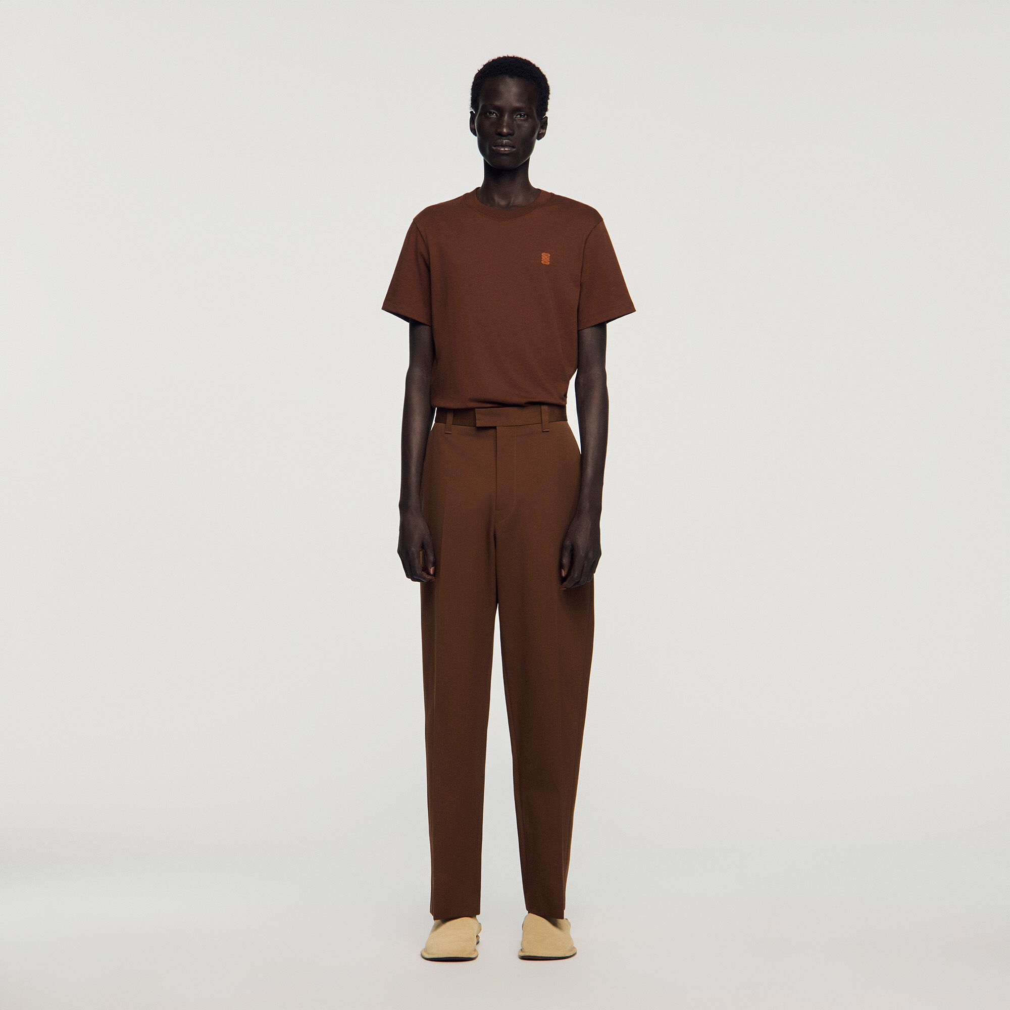 Wide-leg cotton trousers