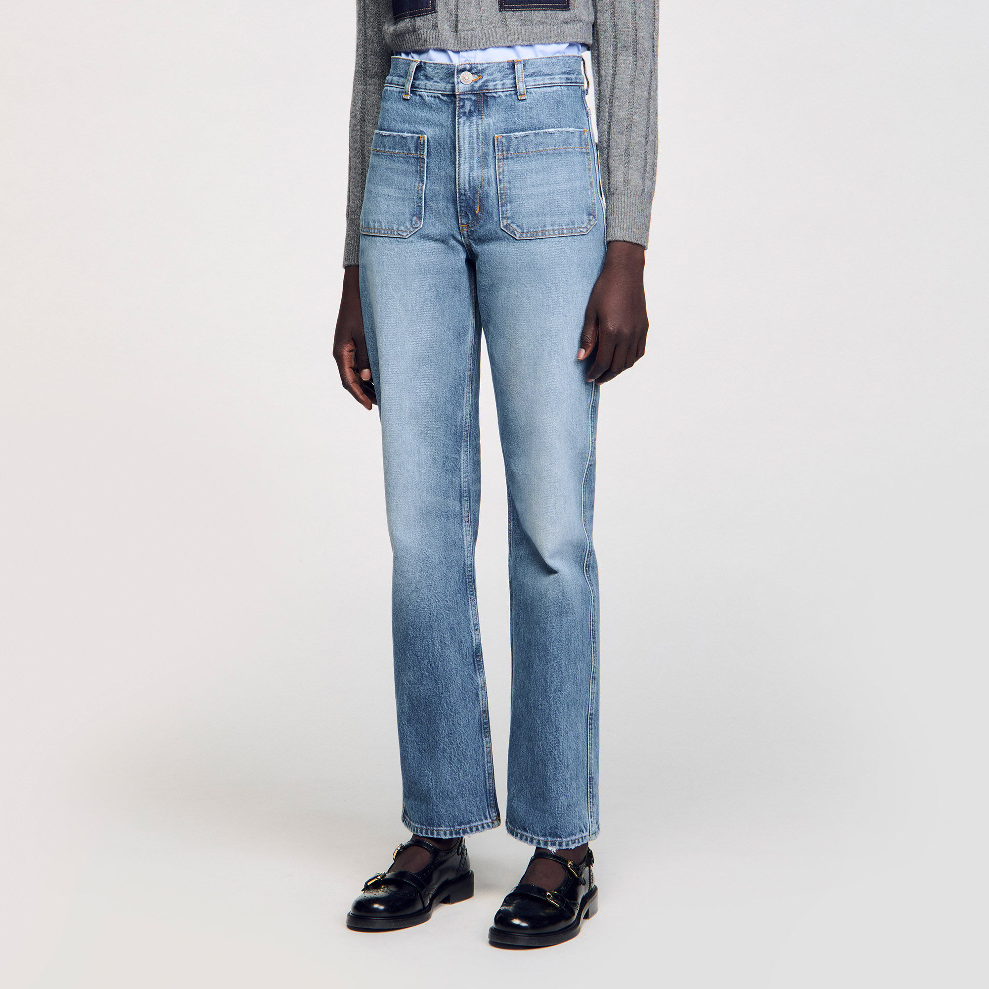 Flared faded jeans