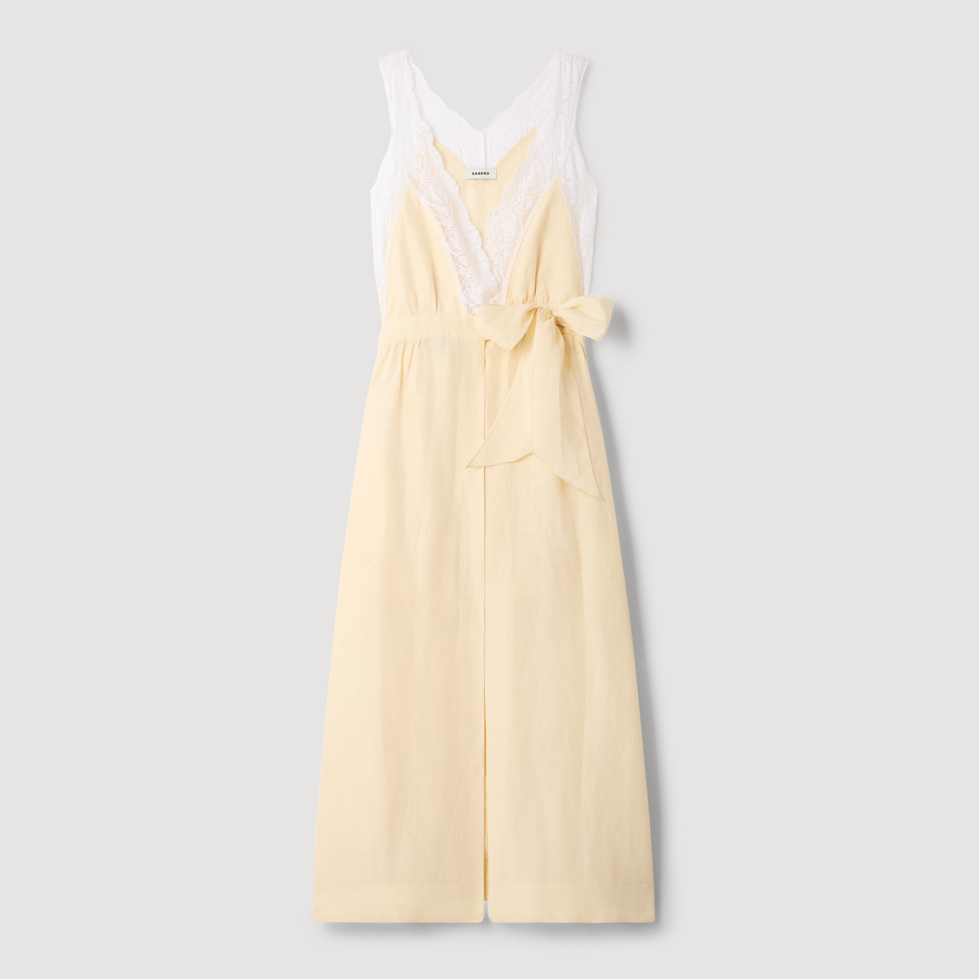 Trimmed linen maxi dress