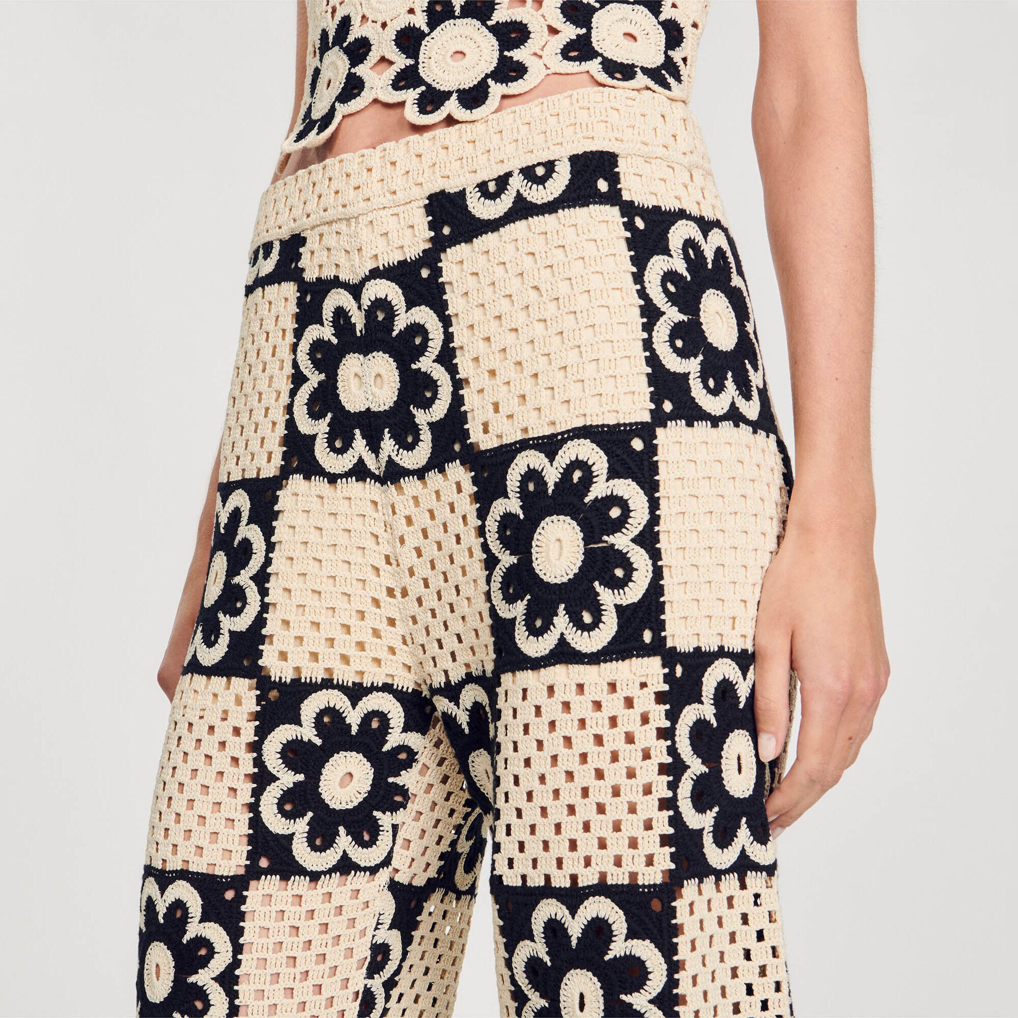 Crochet knit trousers