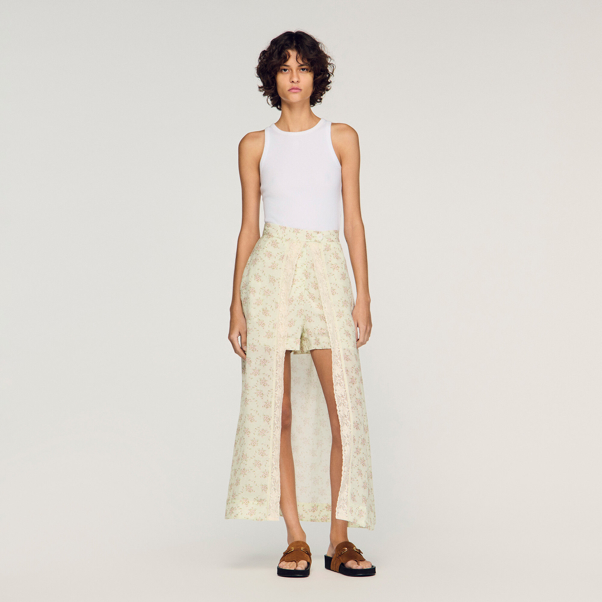 Floral print maxi skort