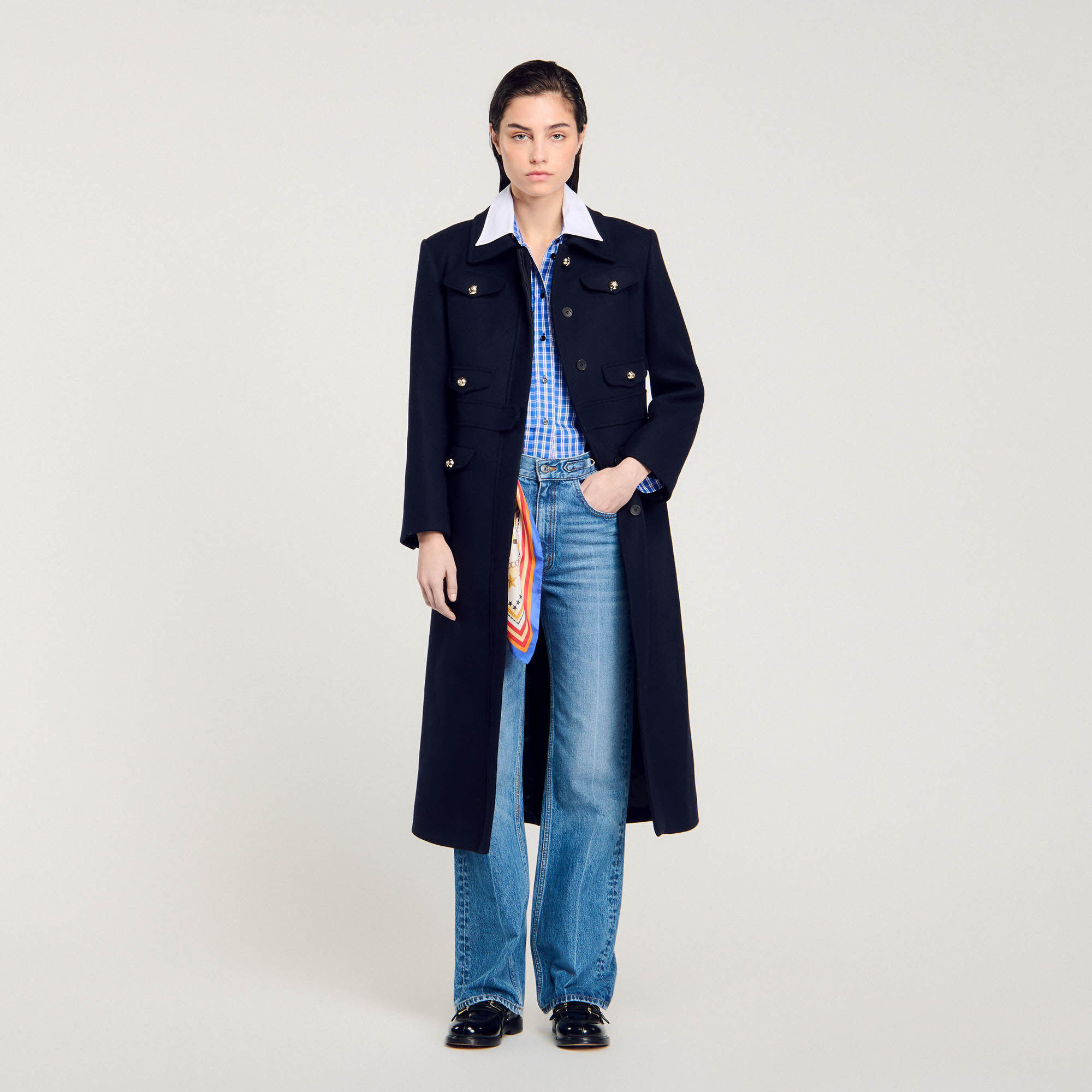 Blue coat long shop