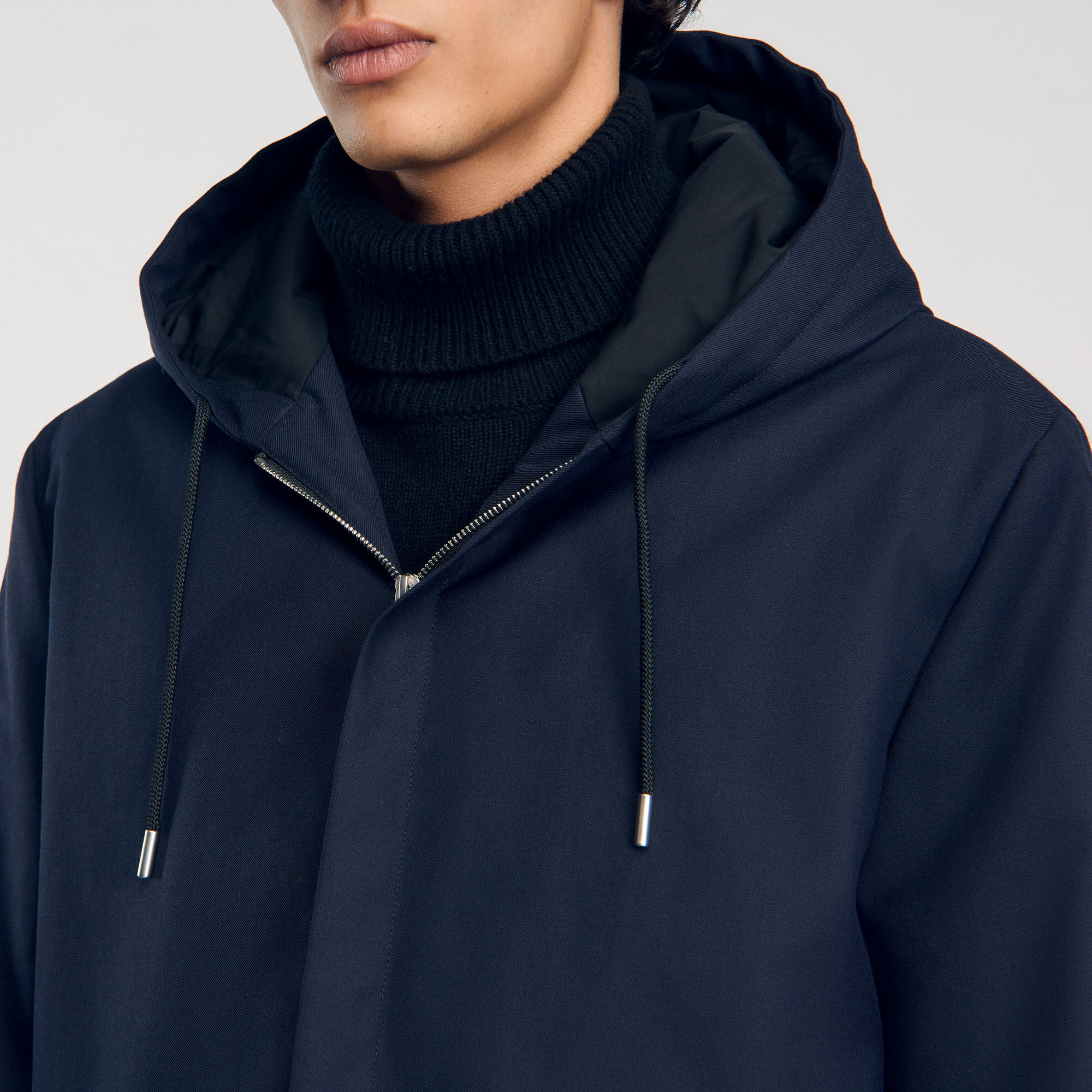Hooded parka with zip