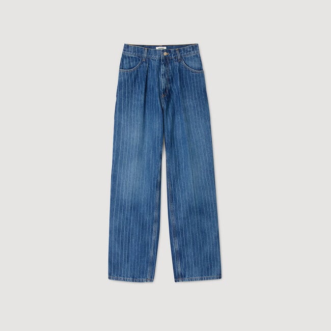 Wide-leg striped jeans