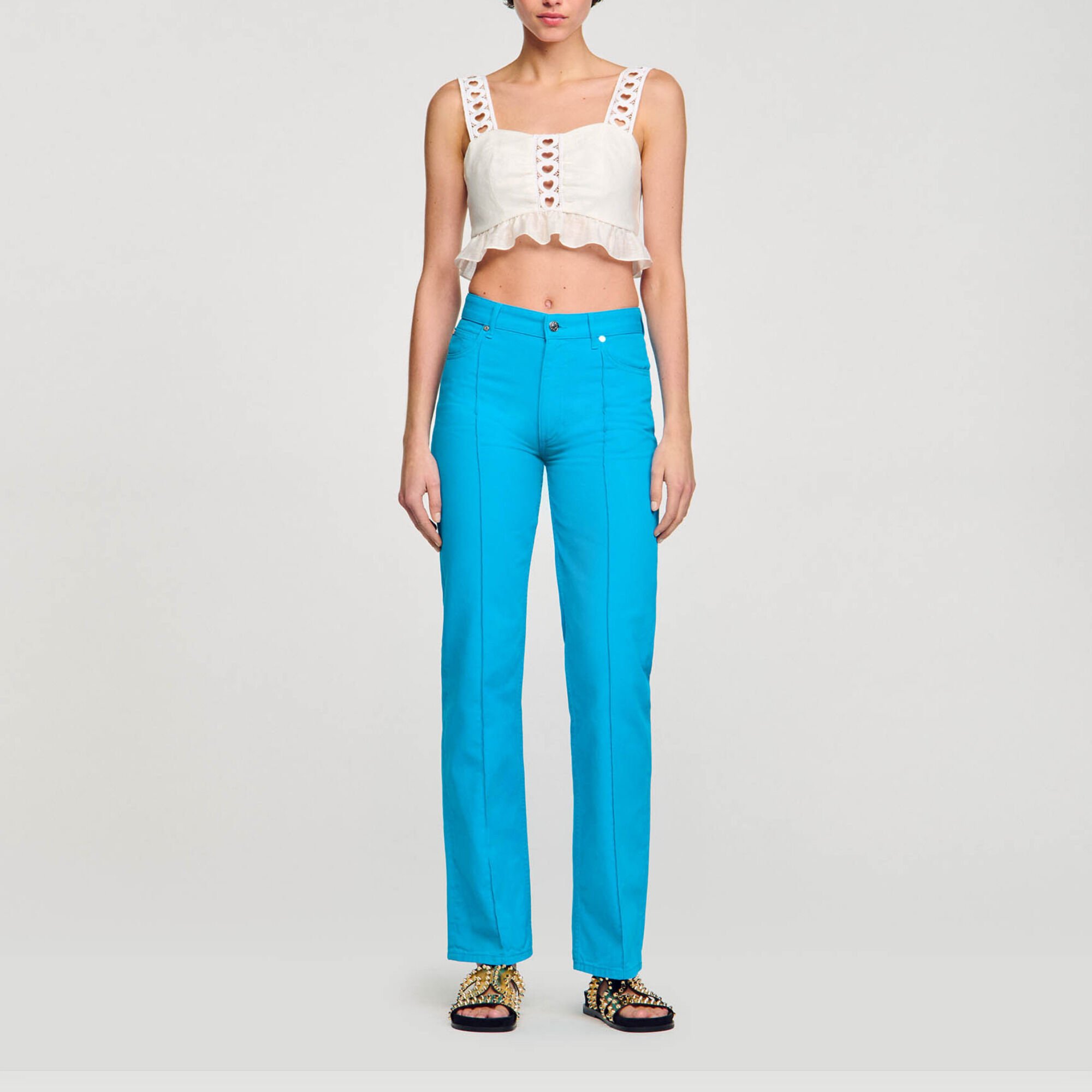 Linen blend crop top