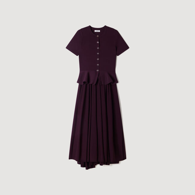 Knit maxi dress with peplum