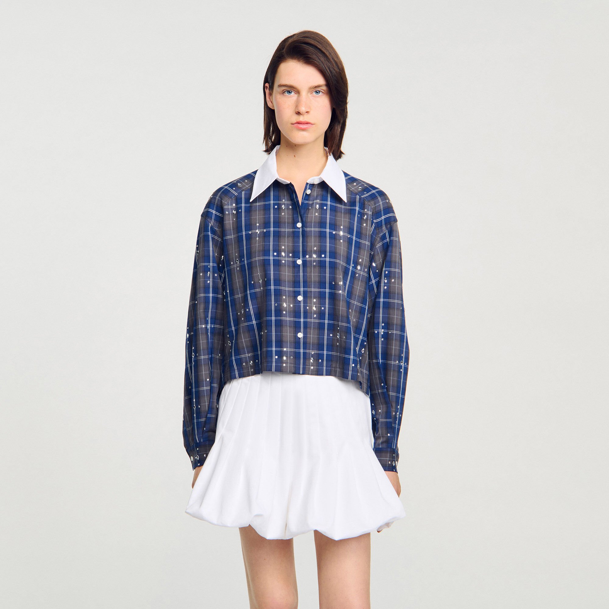 Rhinestone check shirt