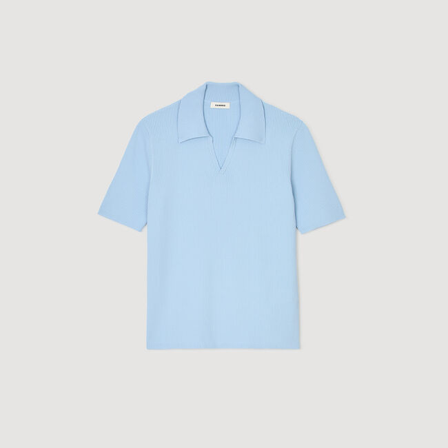 Rib knit polo shirt