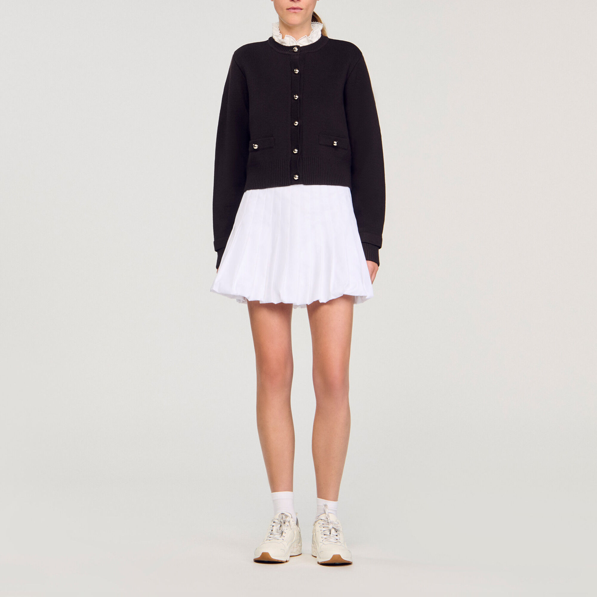 Cardigan with removable ruffle collar - Women | Sandro