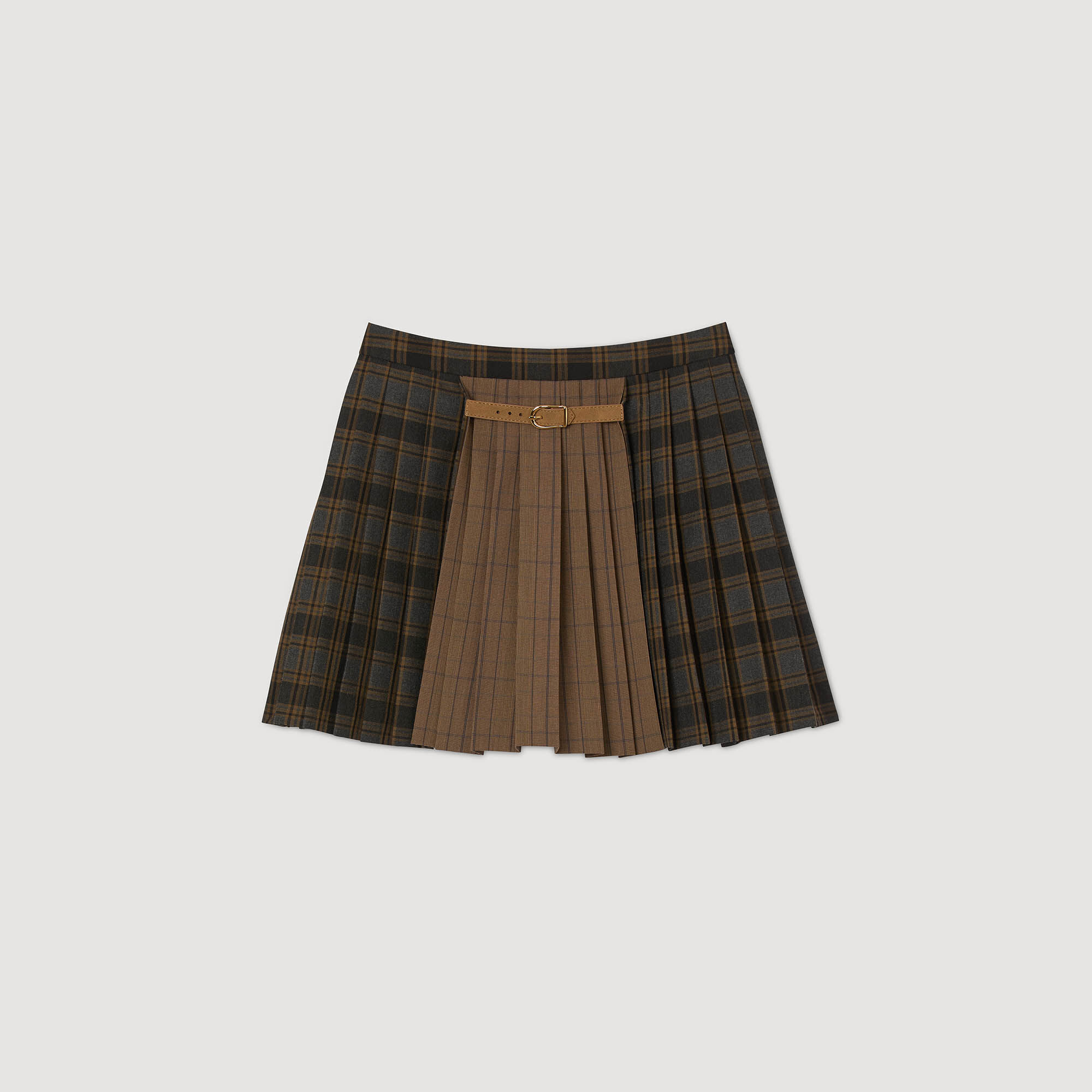 Short checked pleated skirt