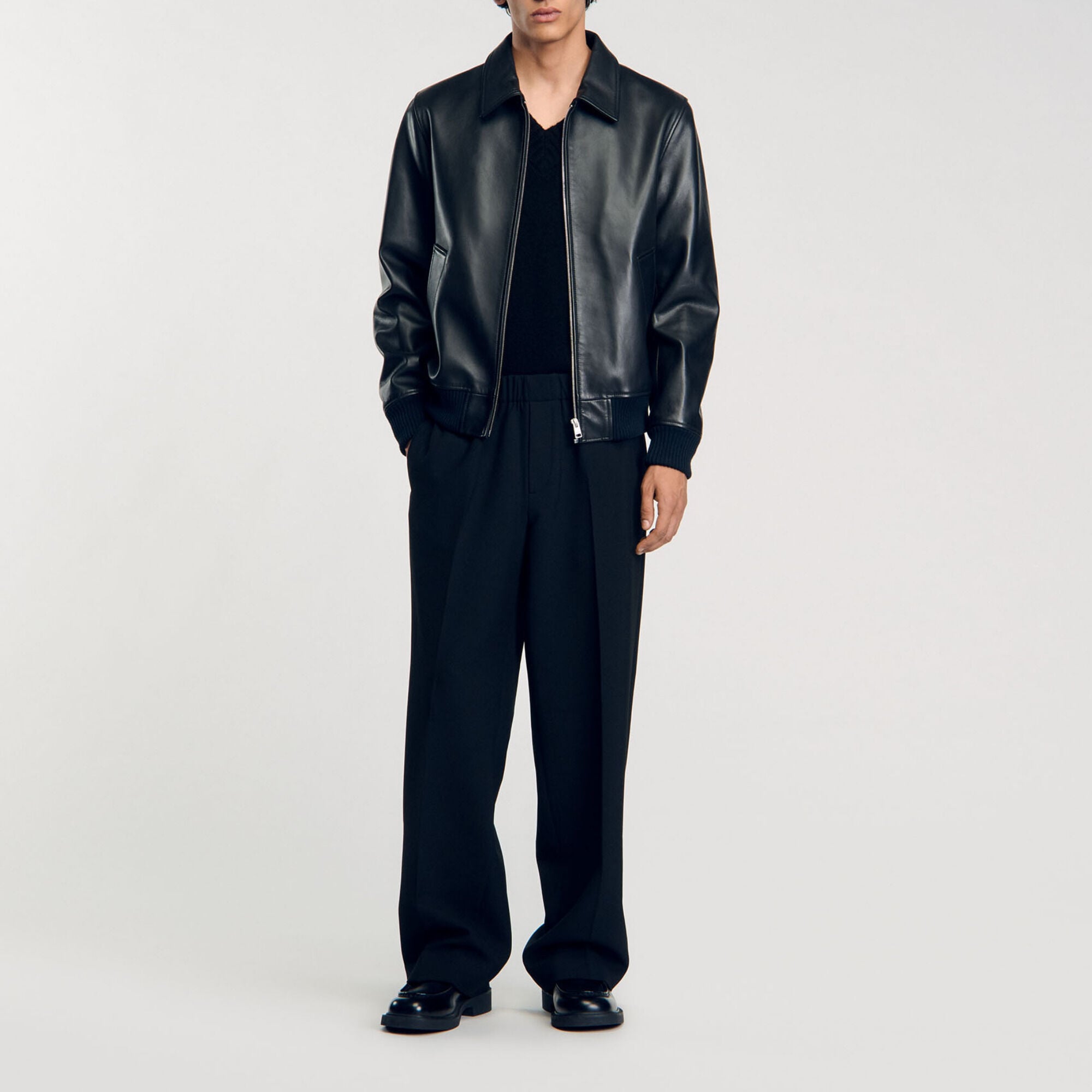 Plain leather jacket - Men | Sandro