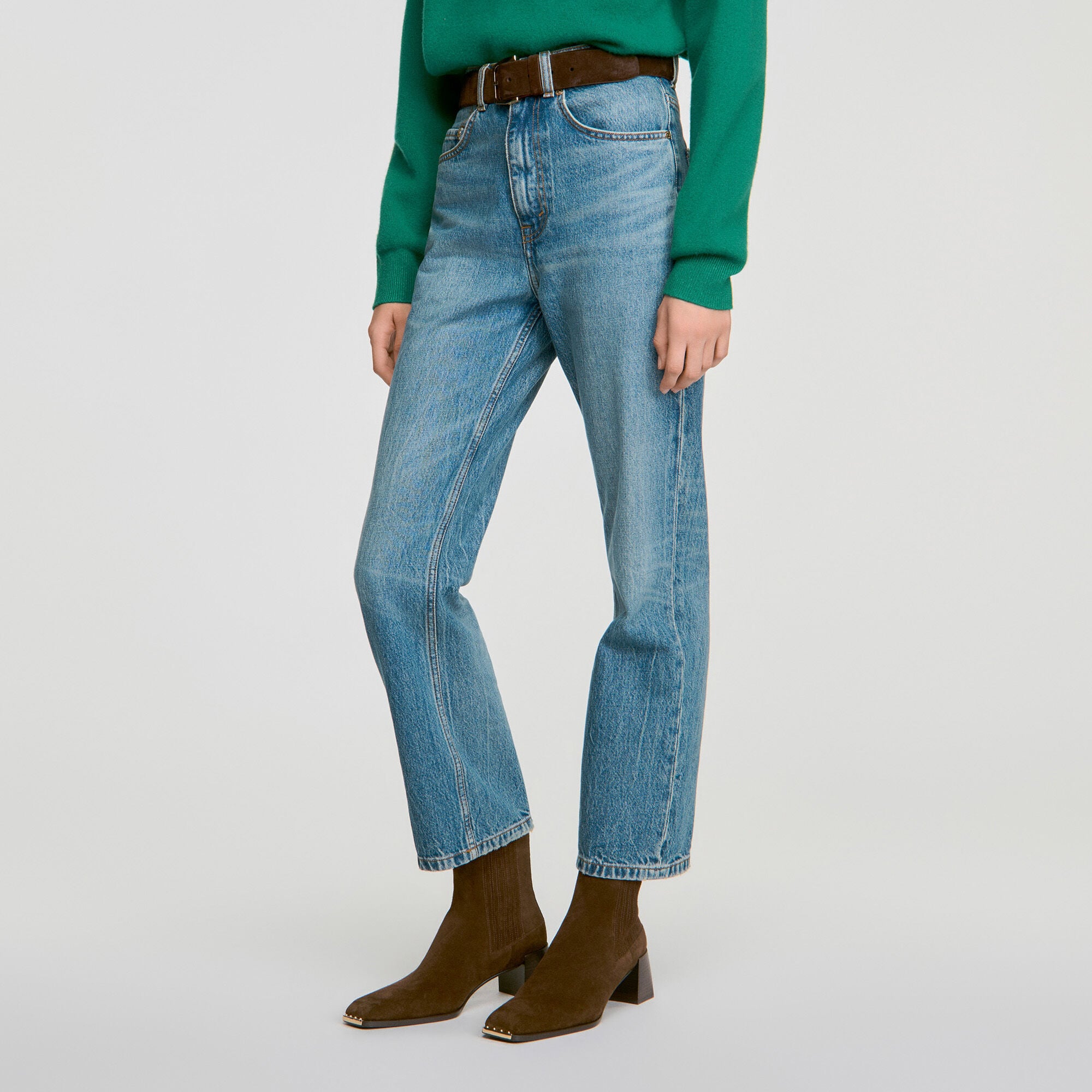 Suede ankle boots with metal toe