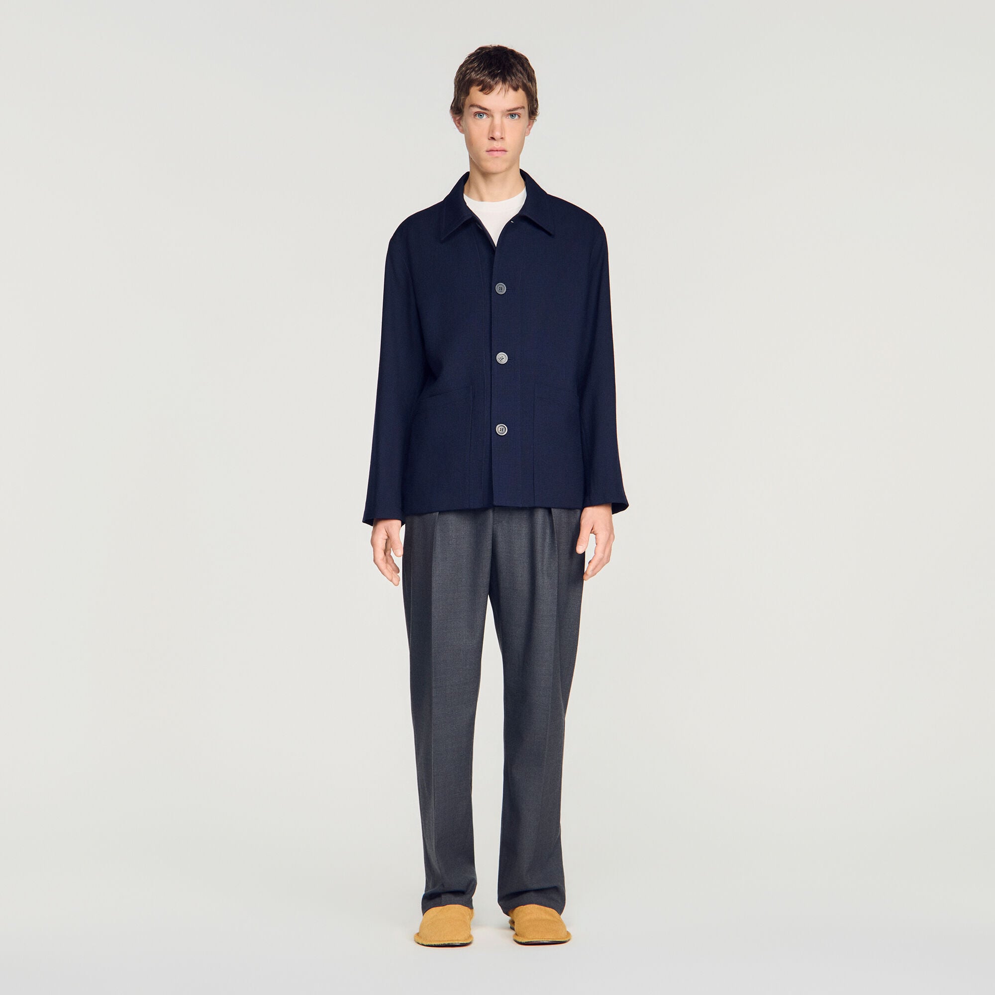 Buttoned wool worker jacket