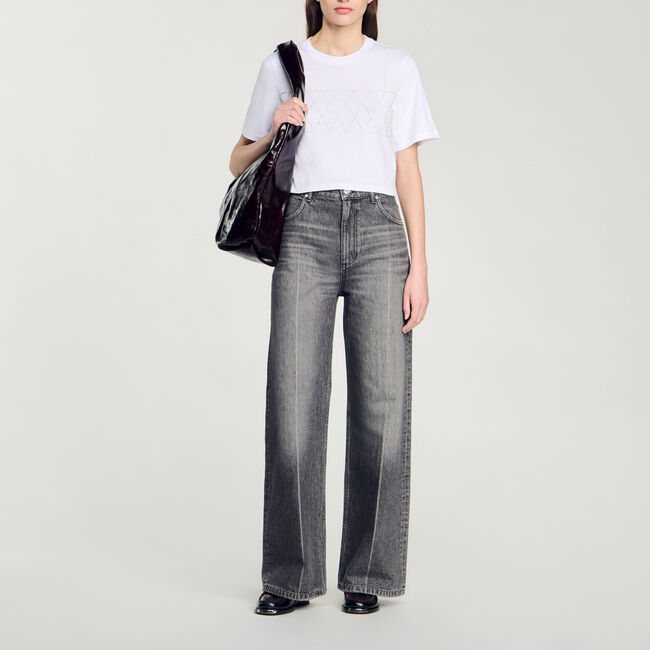 Rhinestone cropped T-shirt