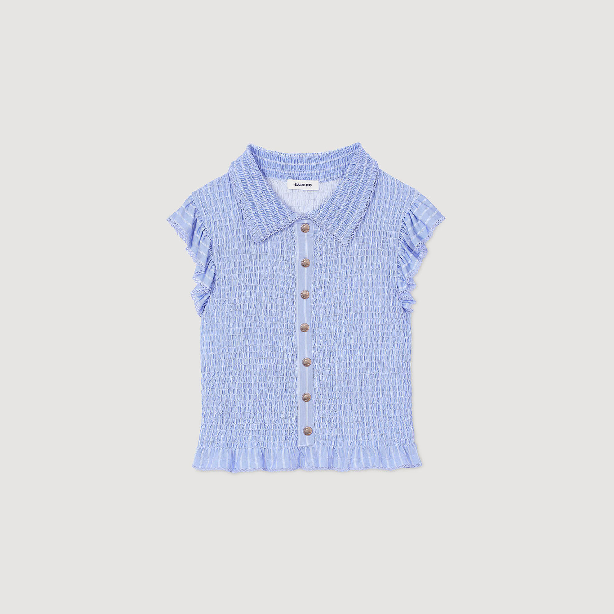 Striped smocked T-shirt