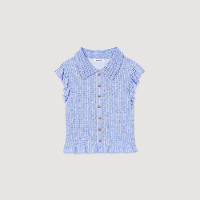 Striped smocked T-shirt