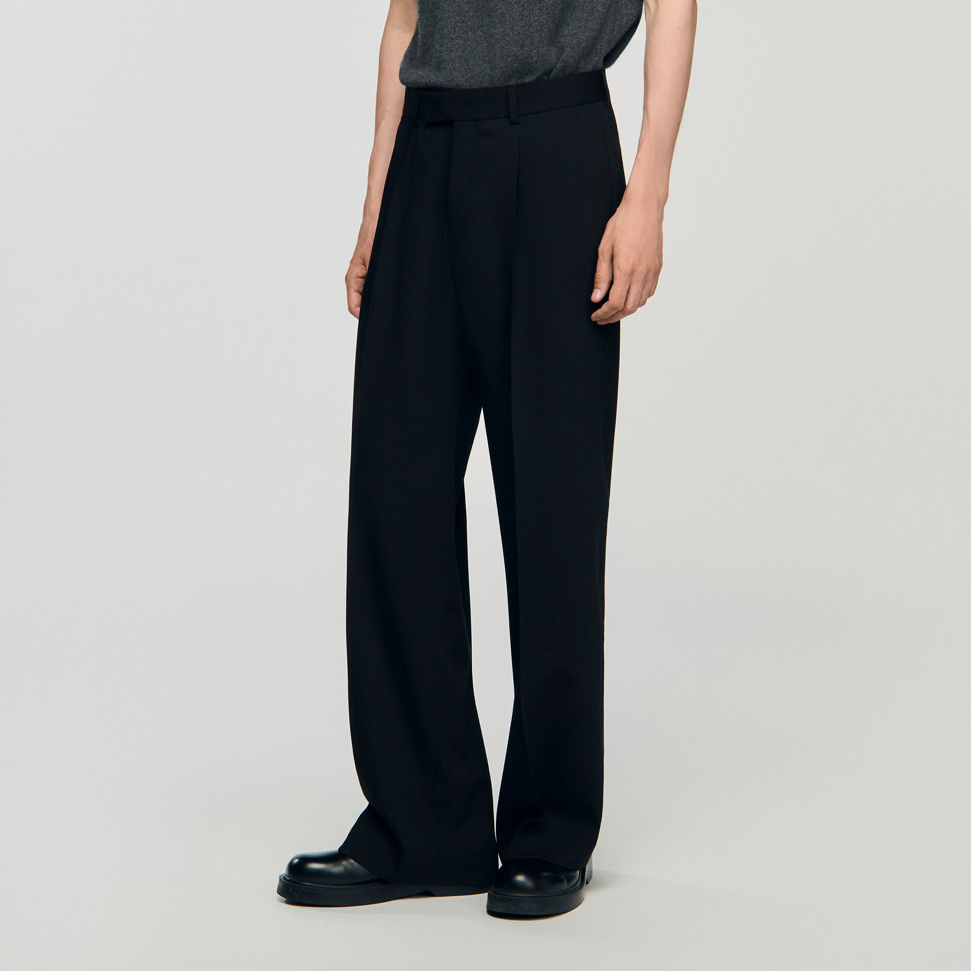 Pleated wide-leg wool trousers - Men | Sandro