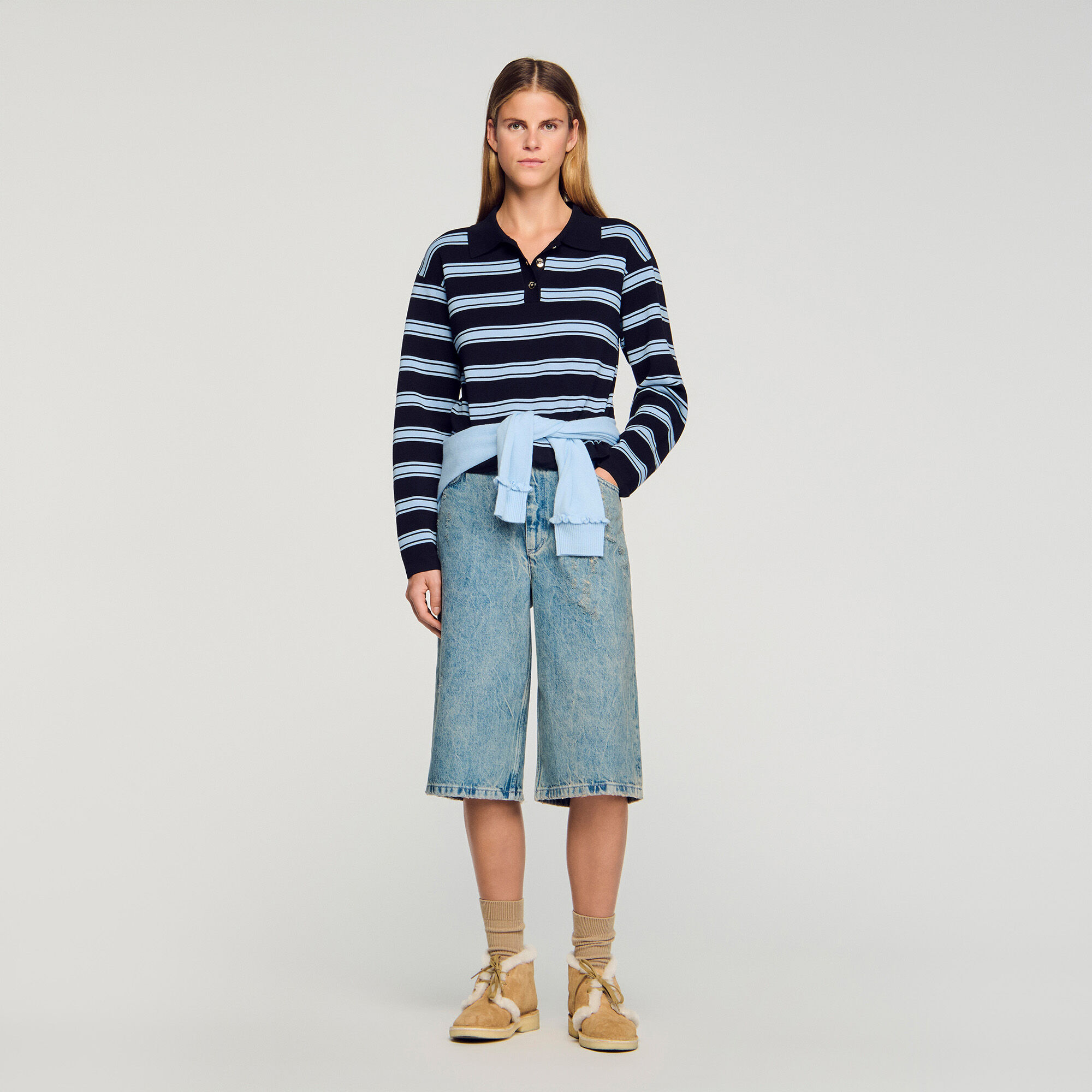 Striped polo jumper