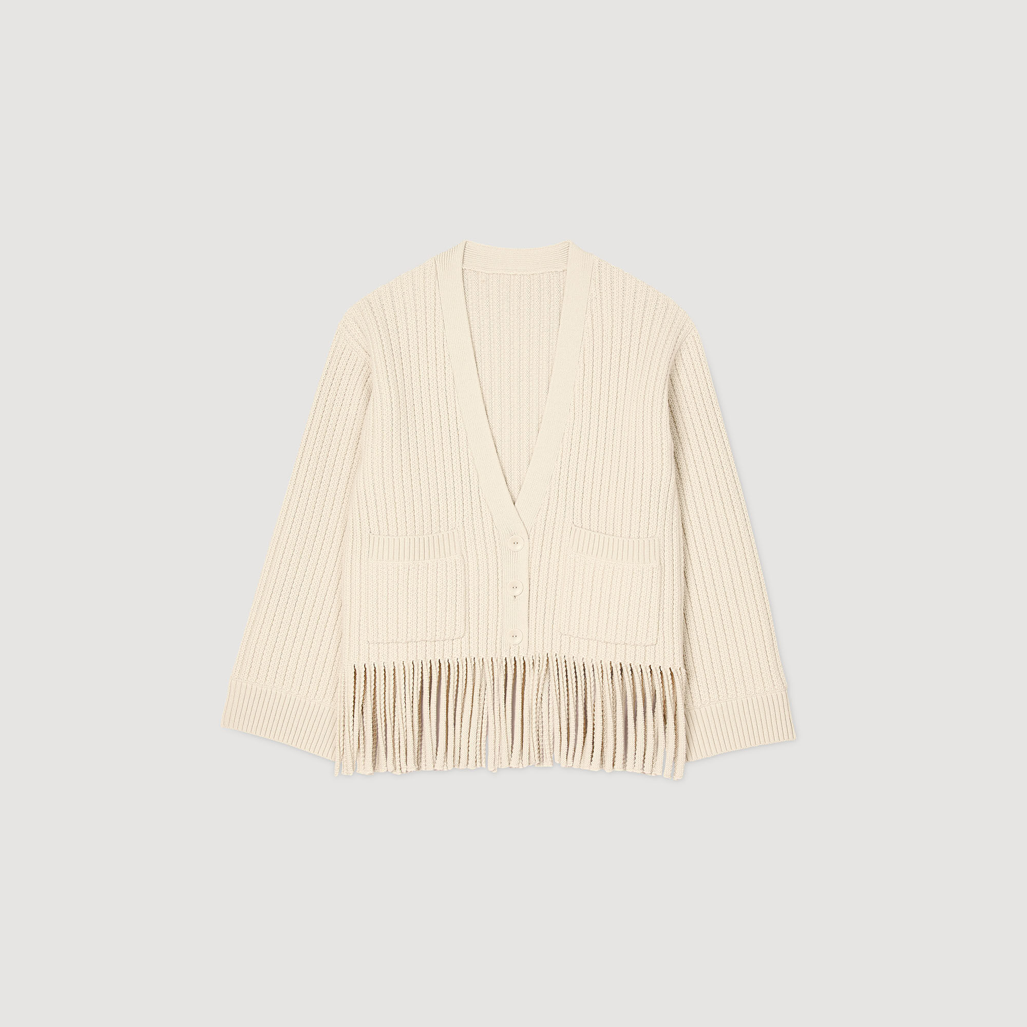 Fringed knit cardigan