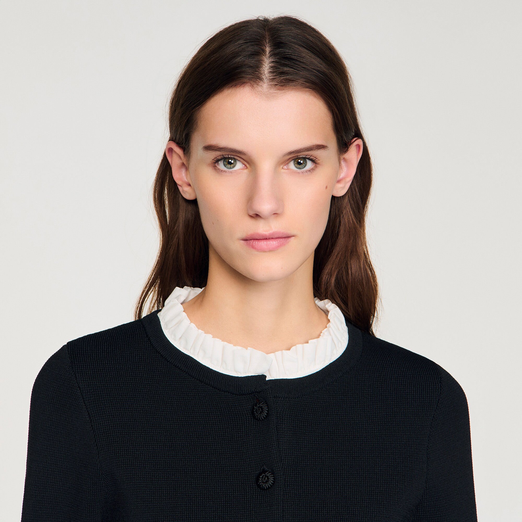 Removable collar peplum cardigan