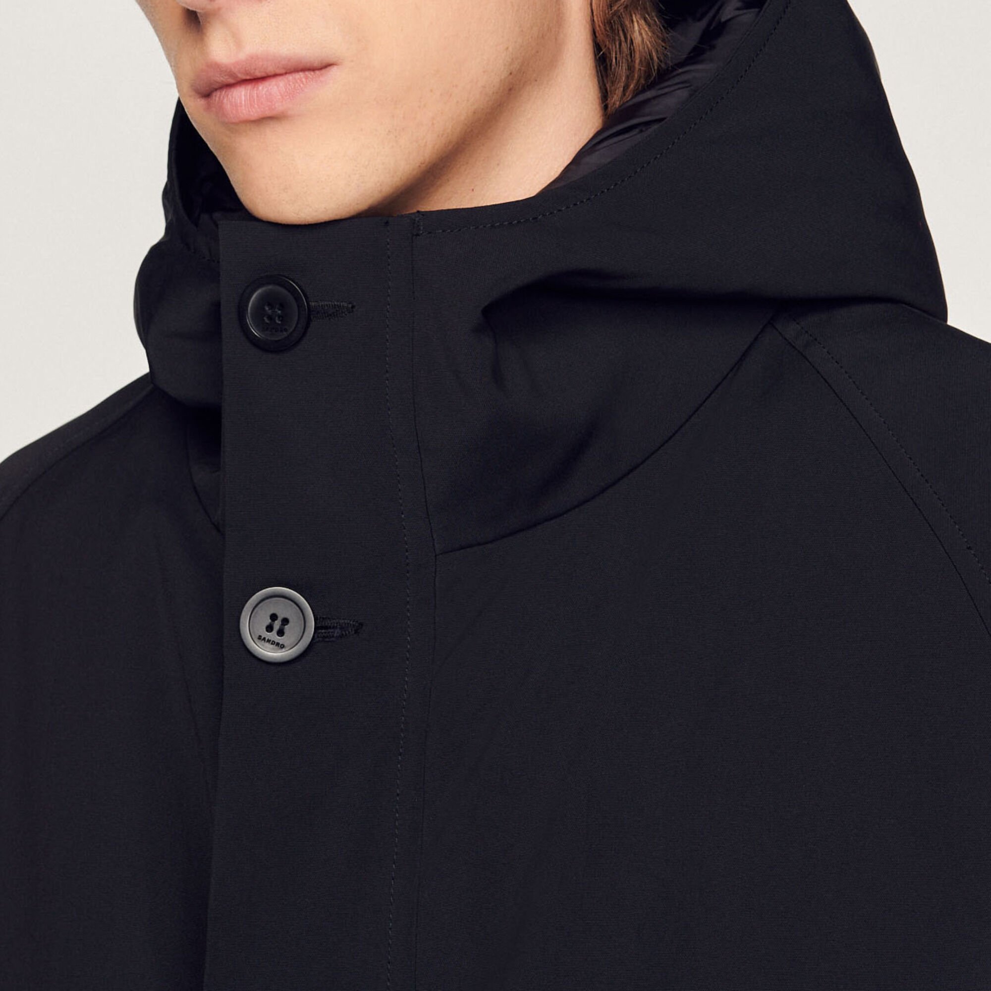 Fleece parka in technical fabric