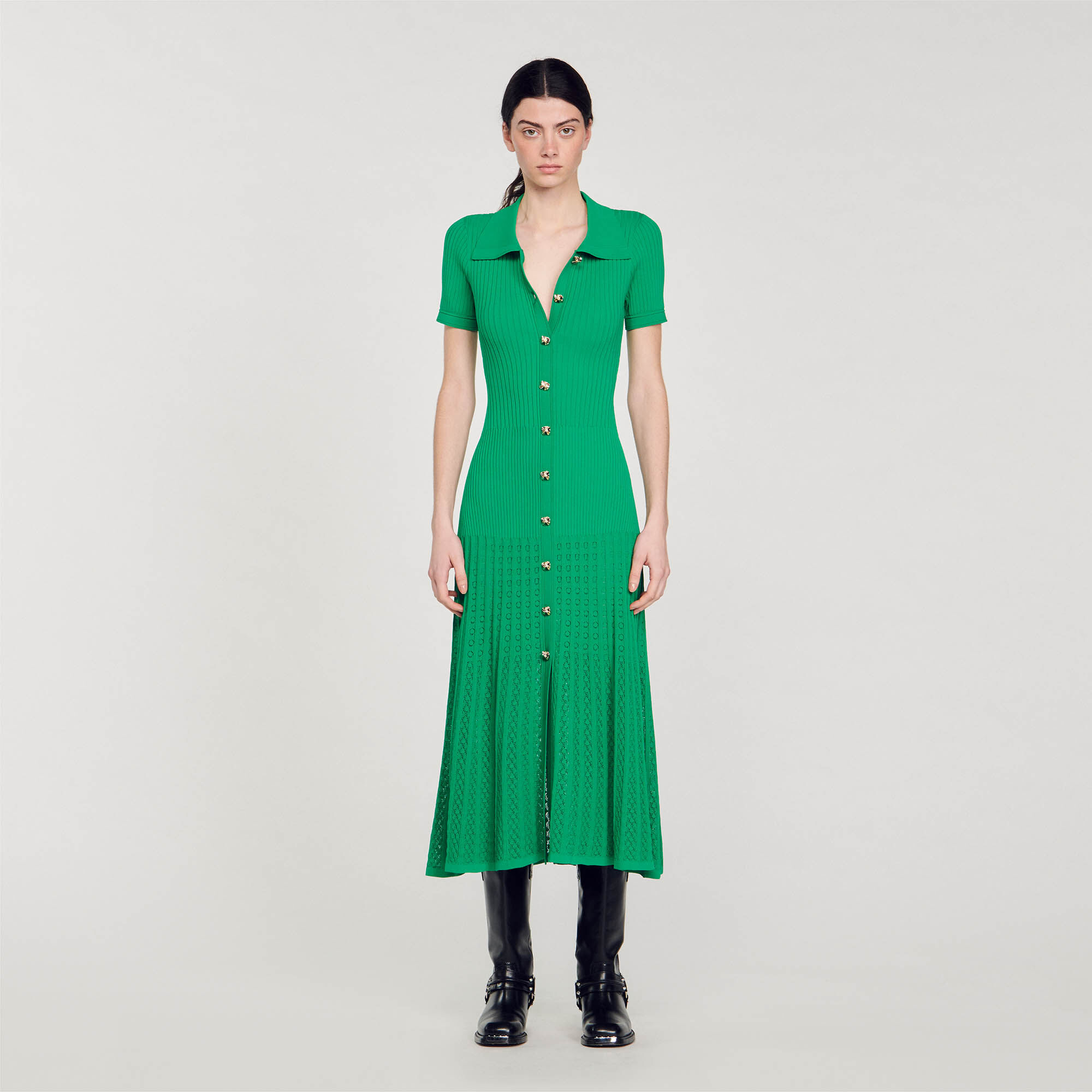 Knit maxi dress green For Women Sandro Paris