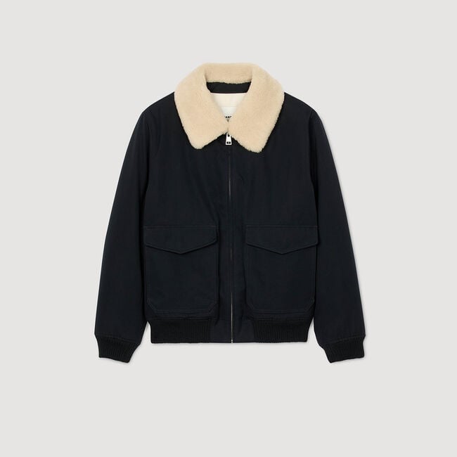 Shearling collar aviator jacket