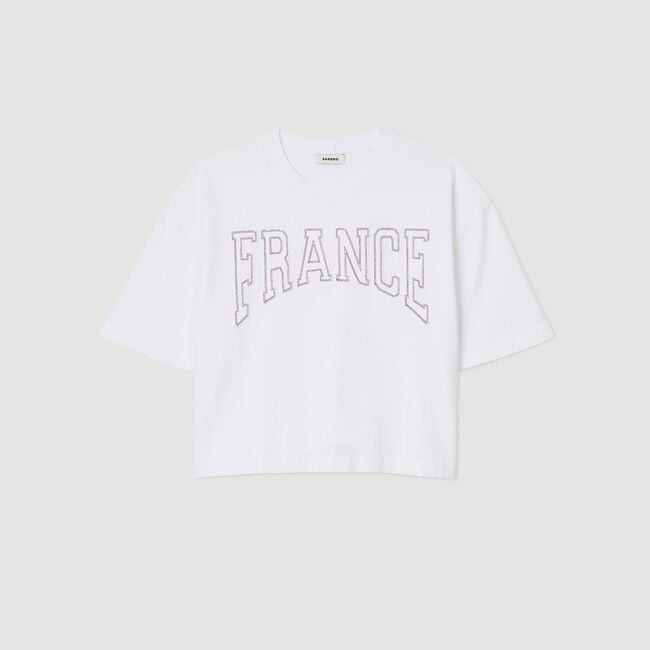 Cropped embroidered France T-shirt