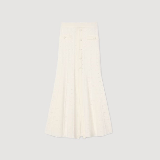Pointelle knit maxi skirt