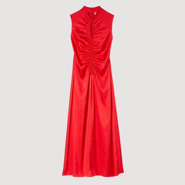 Draped satin-effect dress