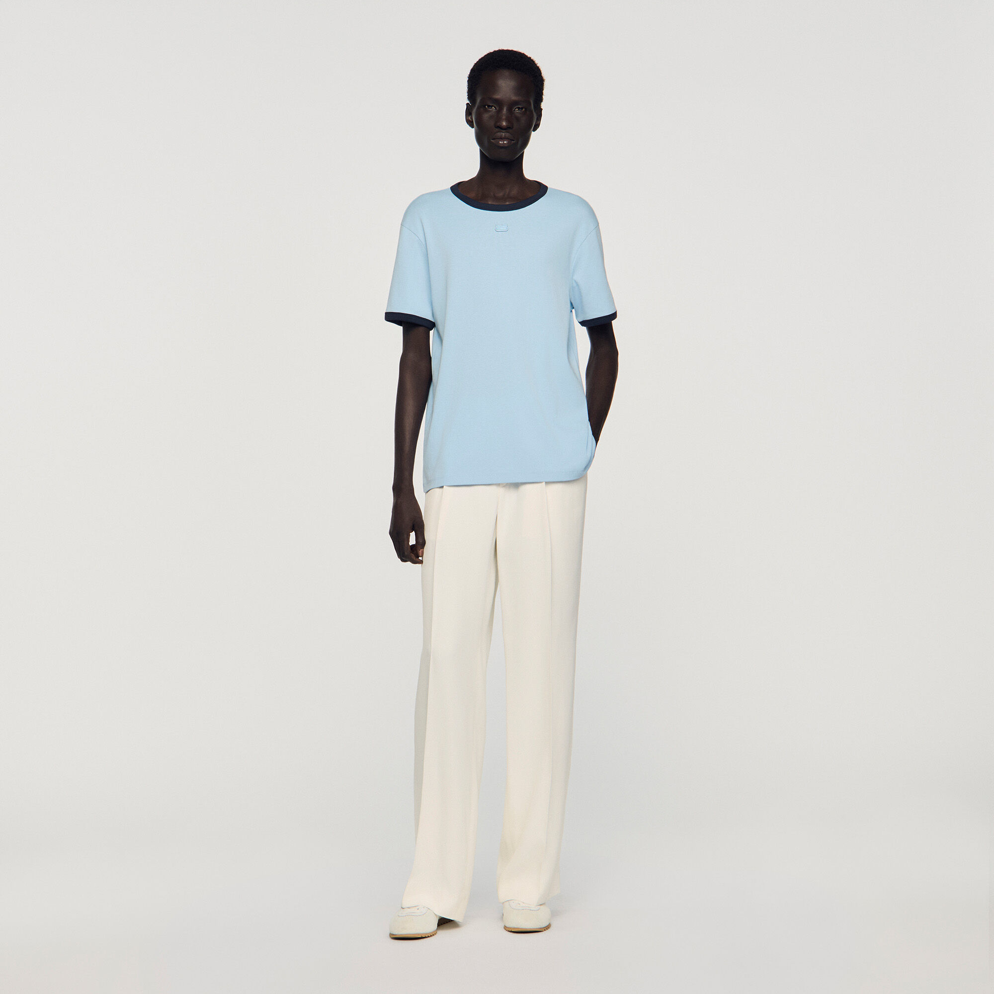 Two-tone patch T-shirt