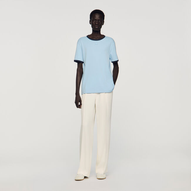 Two-tone patch T-shirt