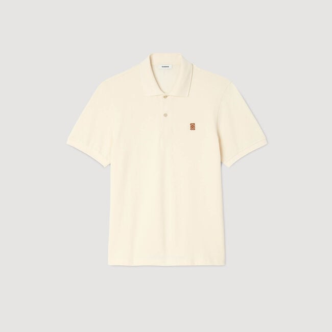 Polo shirt with leather logo