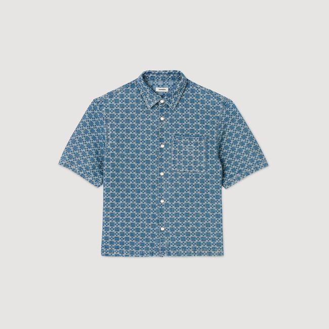 Square cross denim shirt