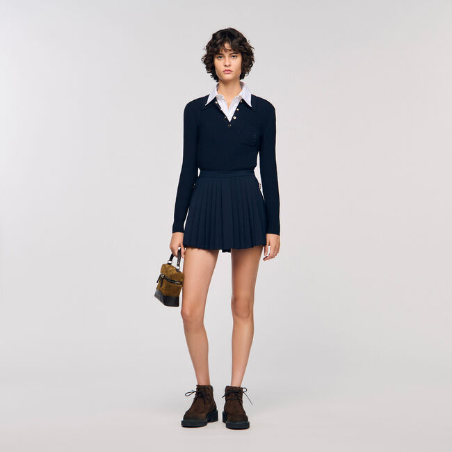 Cable knit polo jumper