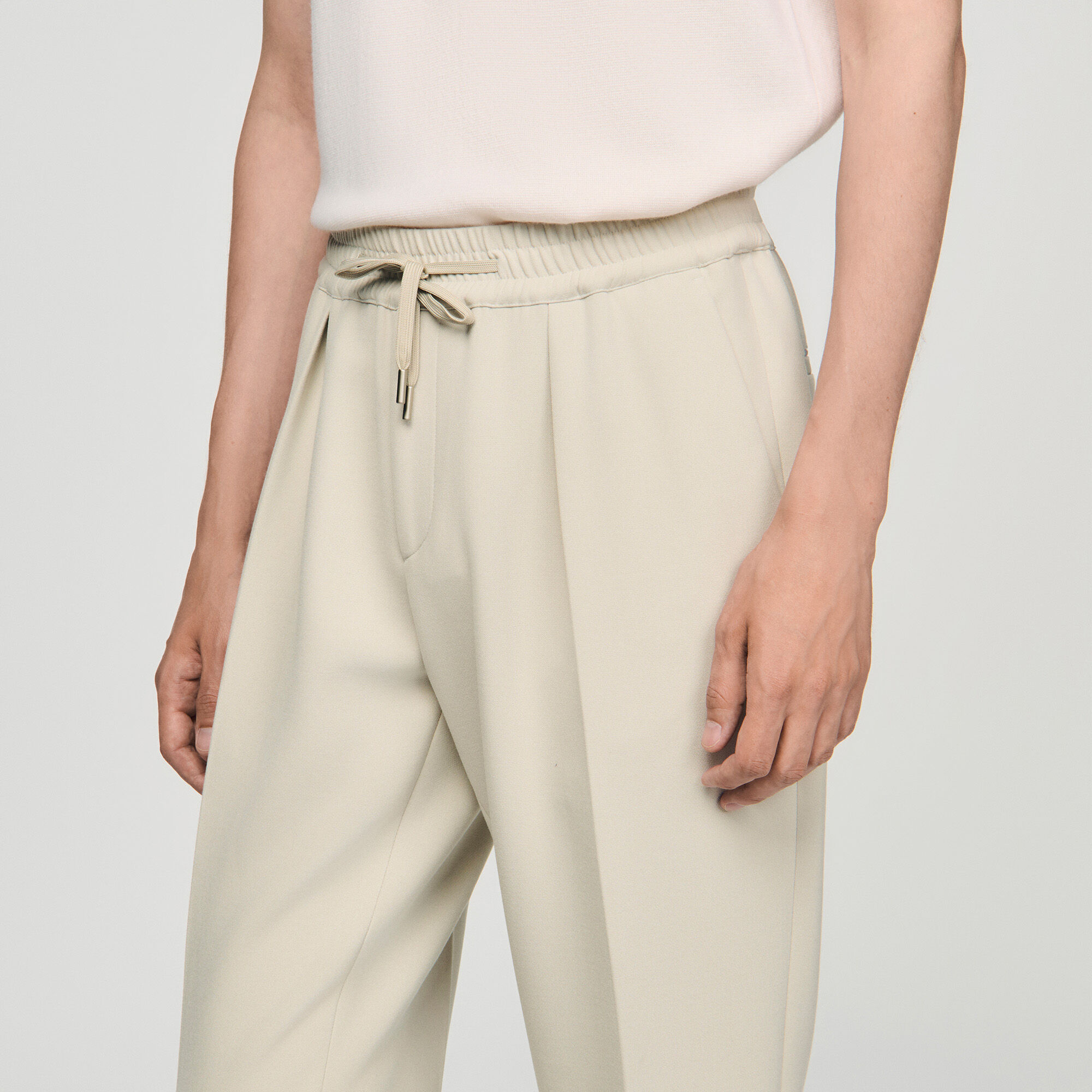 Elasticated straight-leg trousers