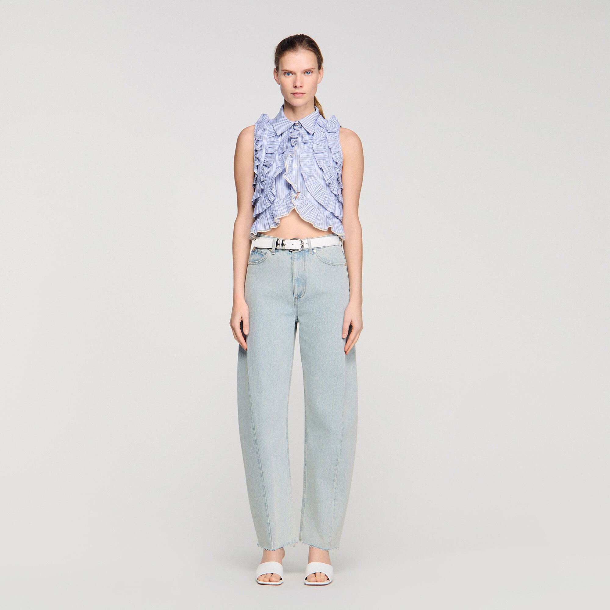 Ruffled striped shirt