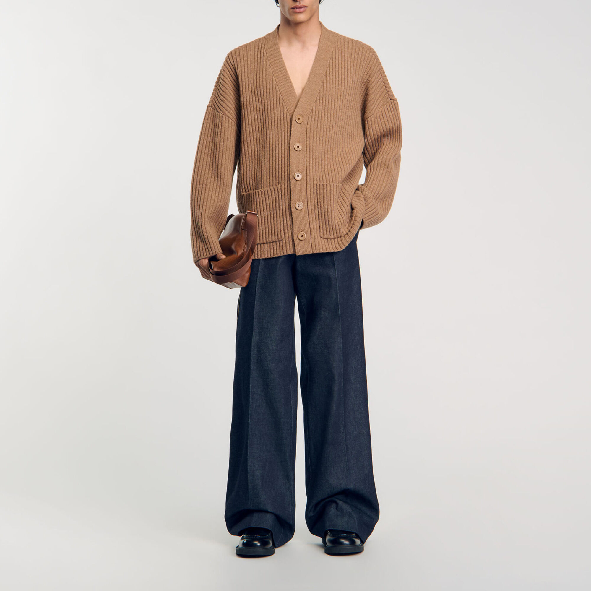 Oversized rib knit cardigan - Men | Sandro