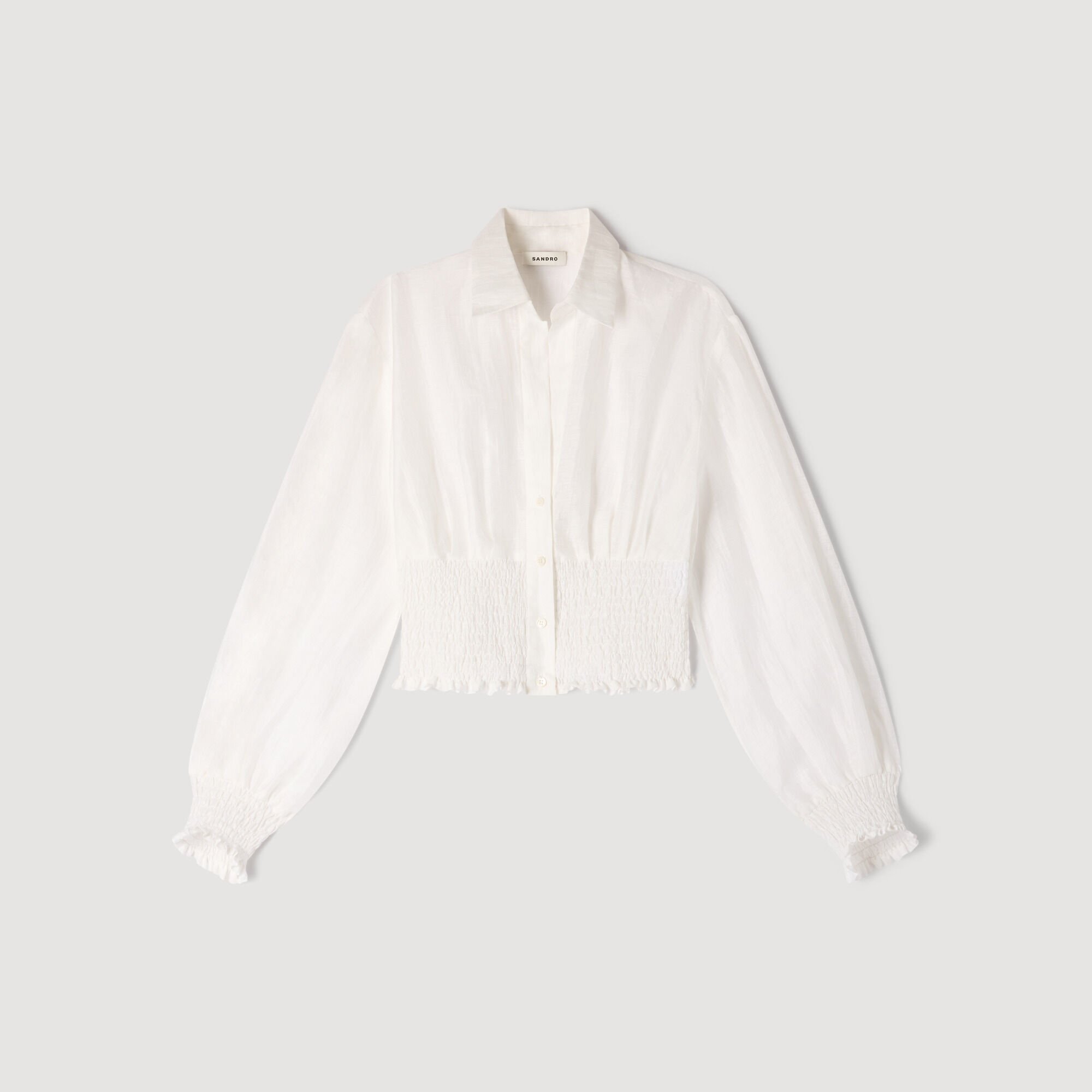 Smocked linen shirt