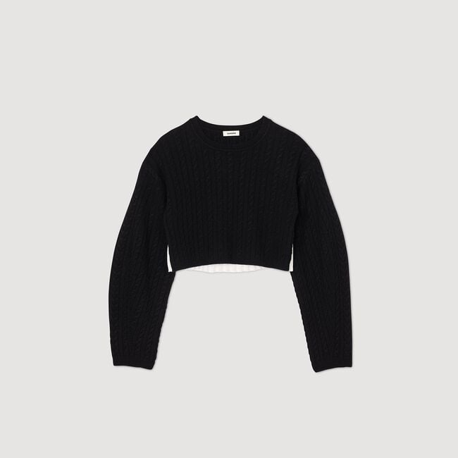 Cropped cashmere and wool jumper