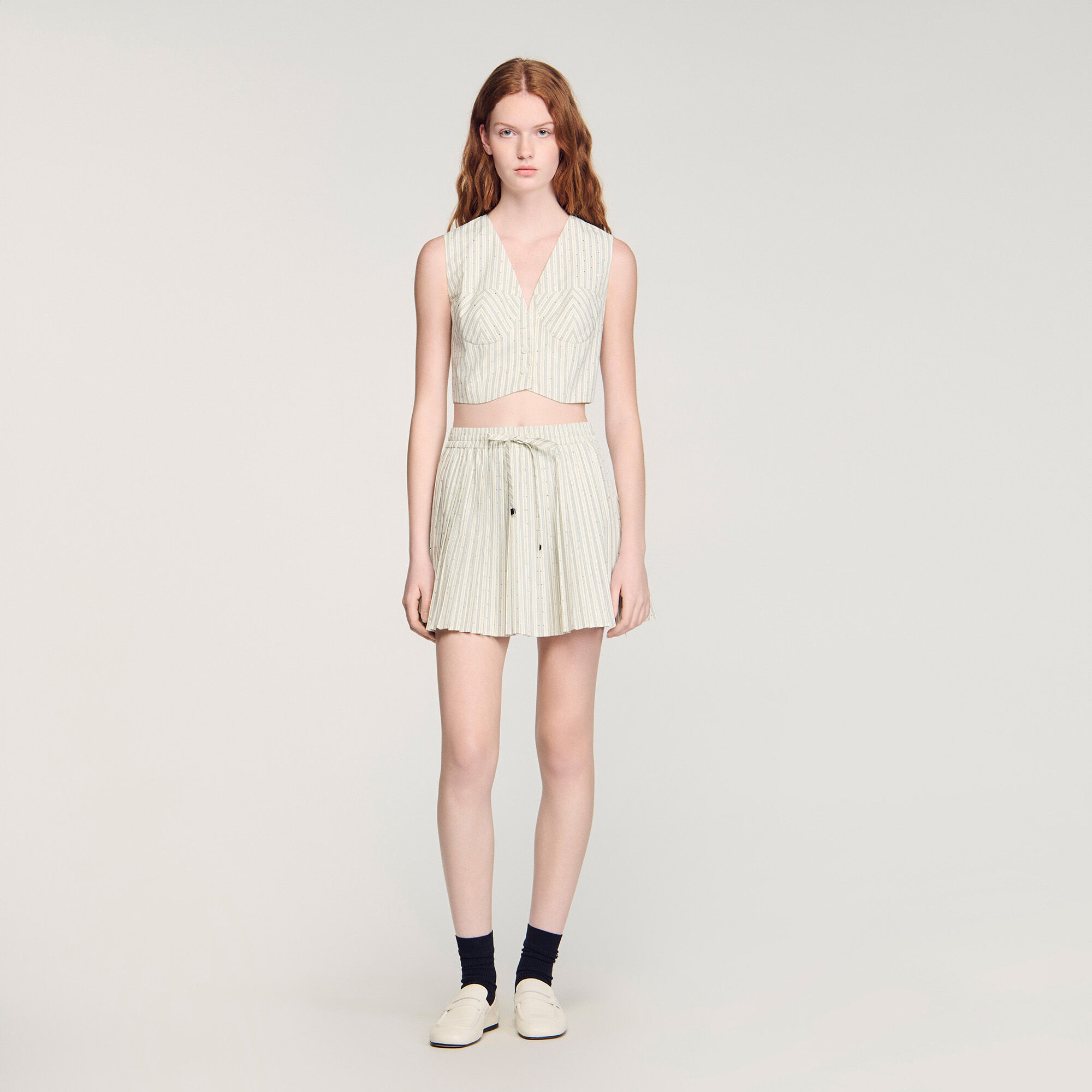 Short rhinestone striped skirt