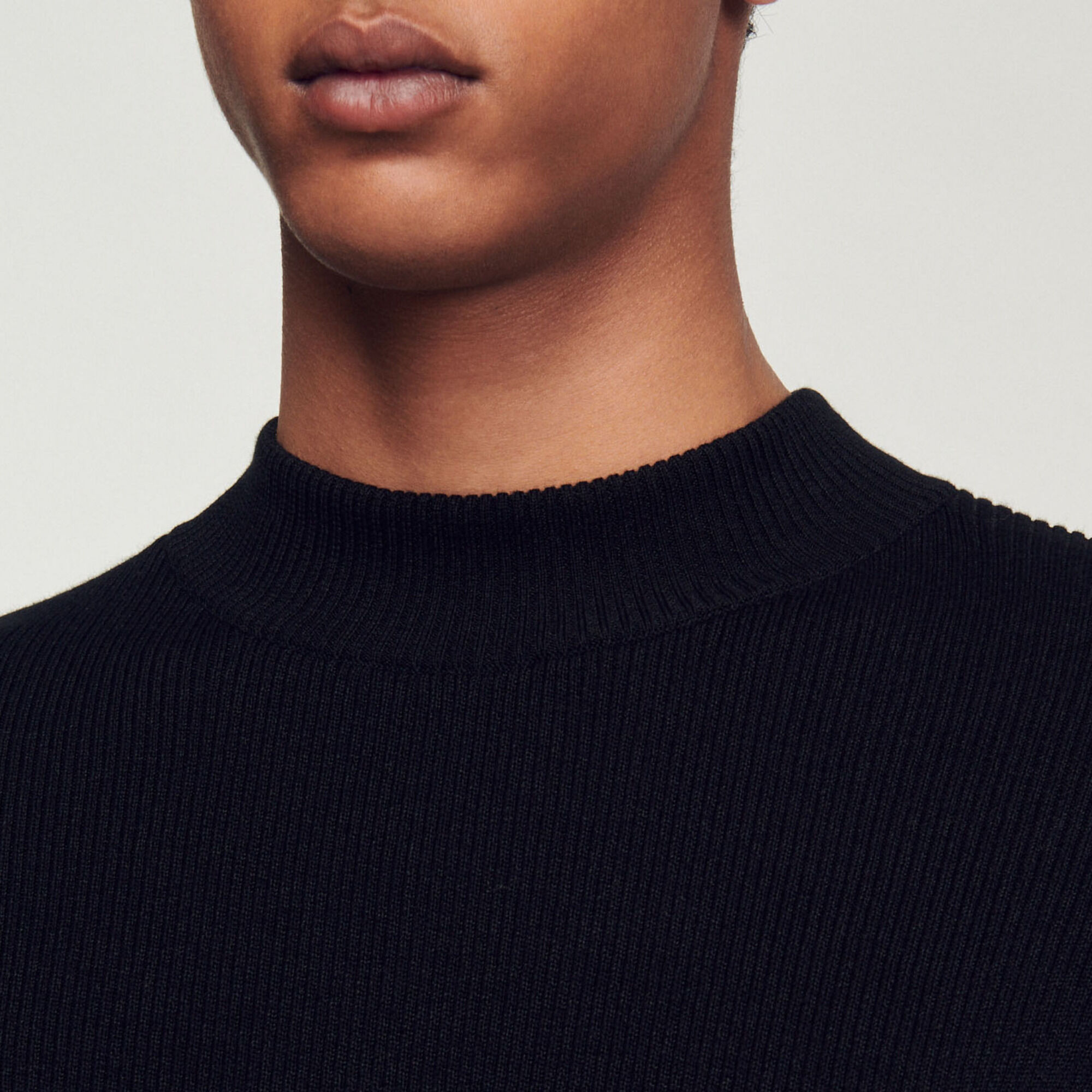 Rib knit crew neck jumper