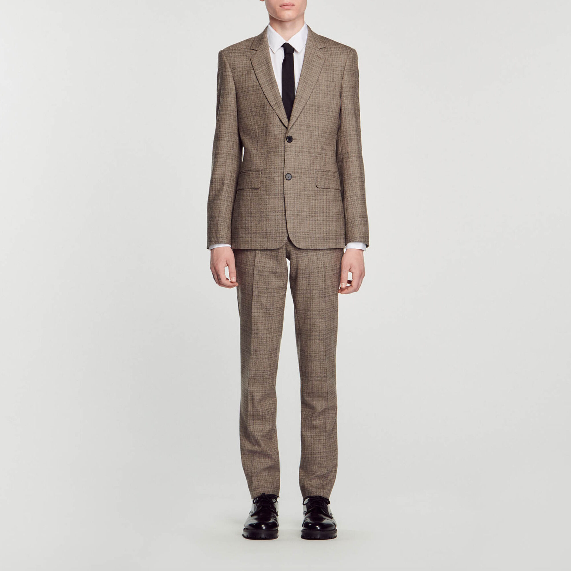 Wool checked suit jacket