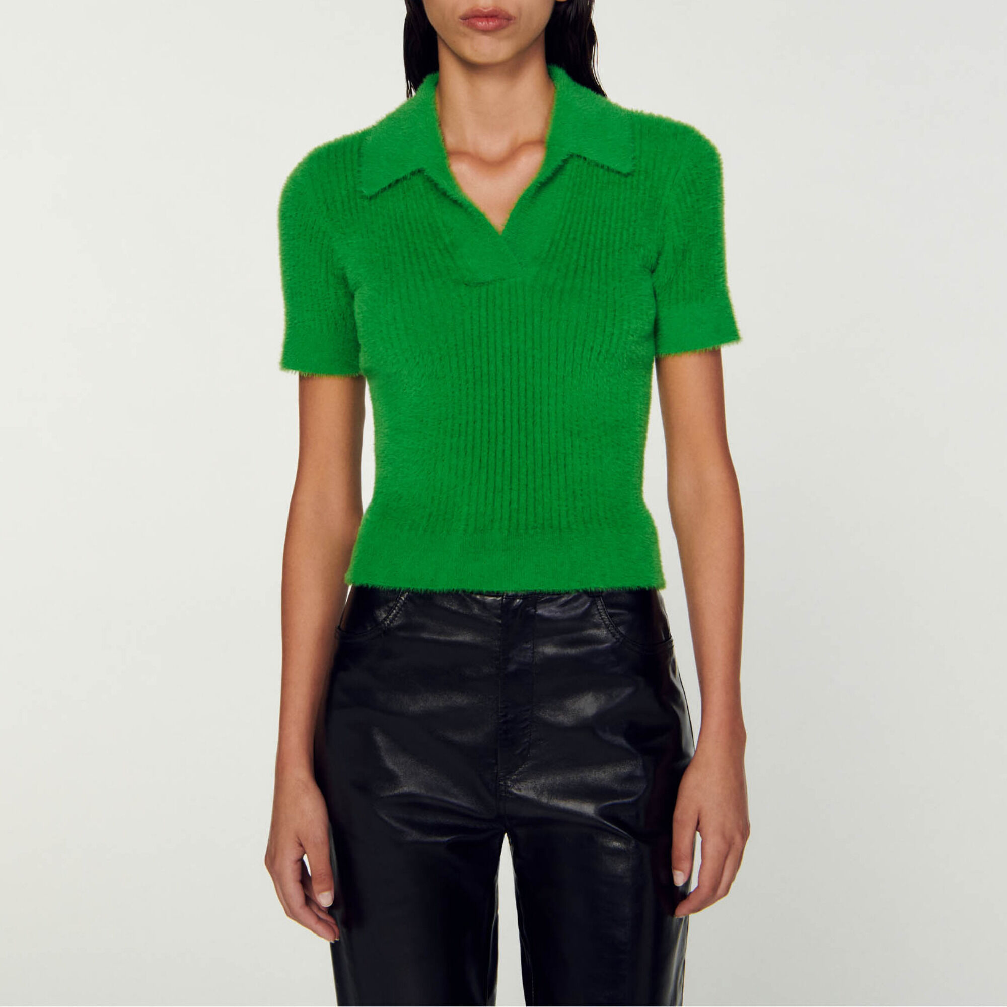 Knitted polo sweater