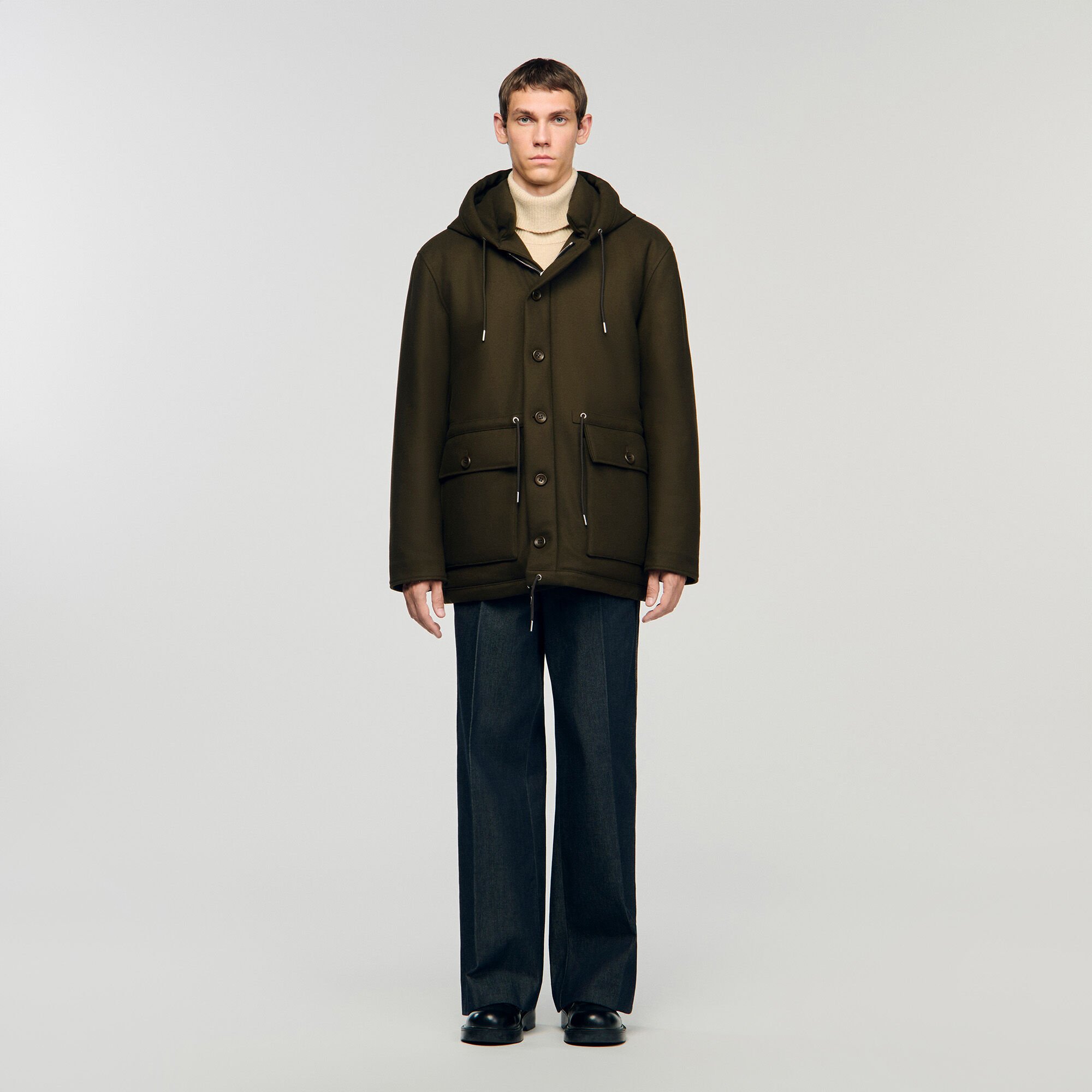 Hooded wool parka