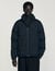 Hooded puffer with high collar