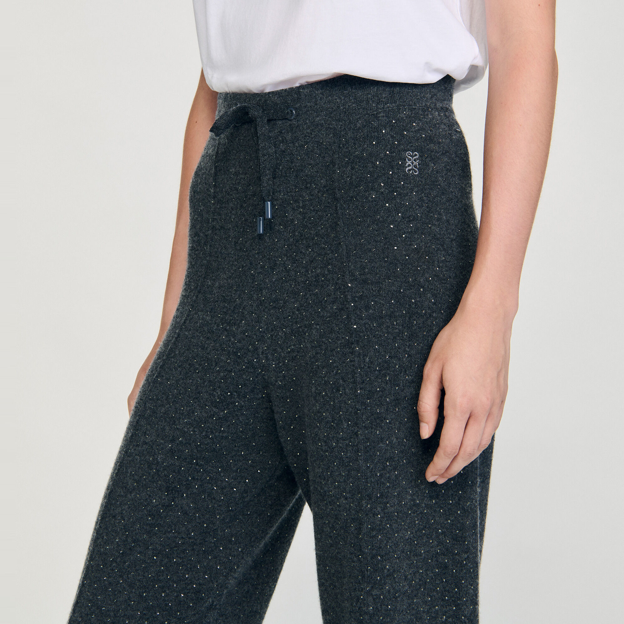 Knit rhinestone-covered trousers - Women | Sandro