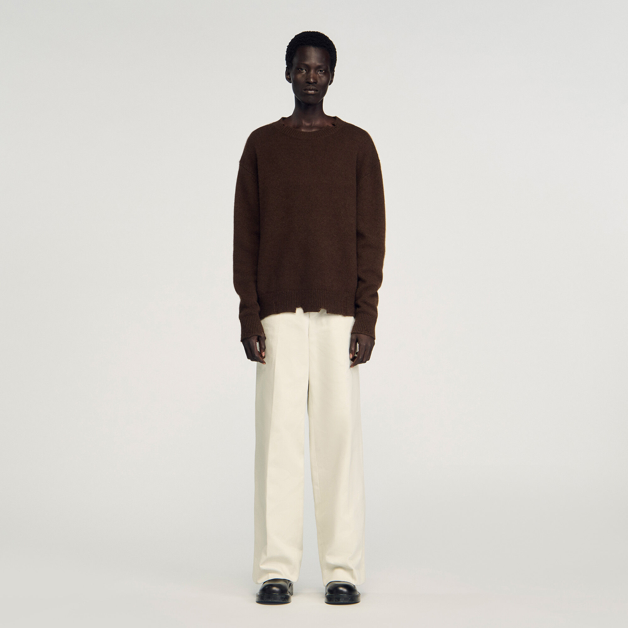 Destroyed effect wool jumper