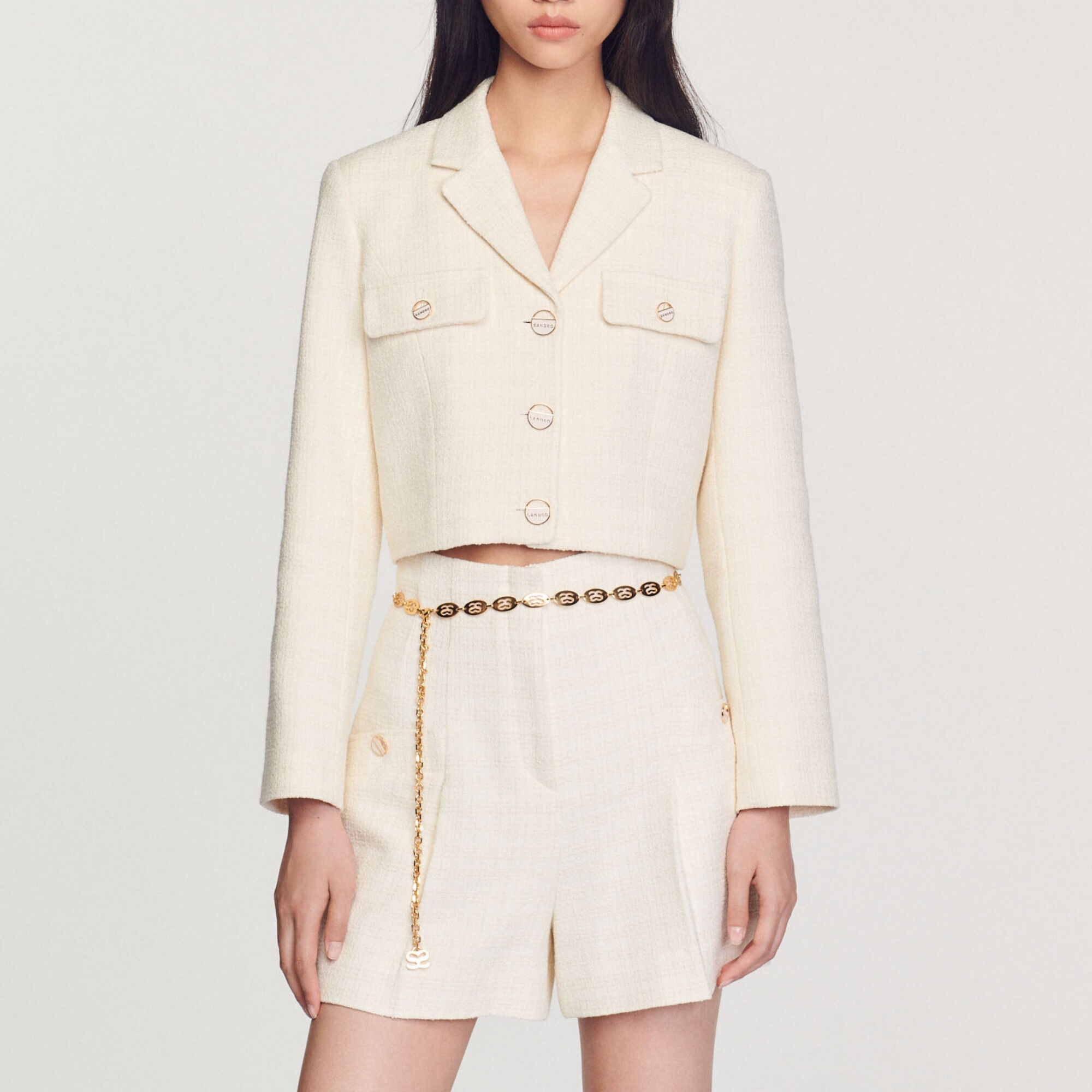 Tweed high-waisted shorts