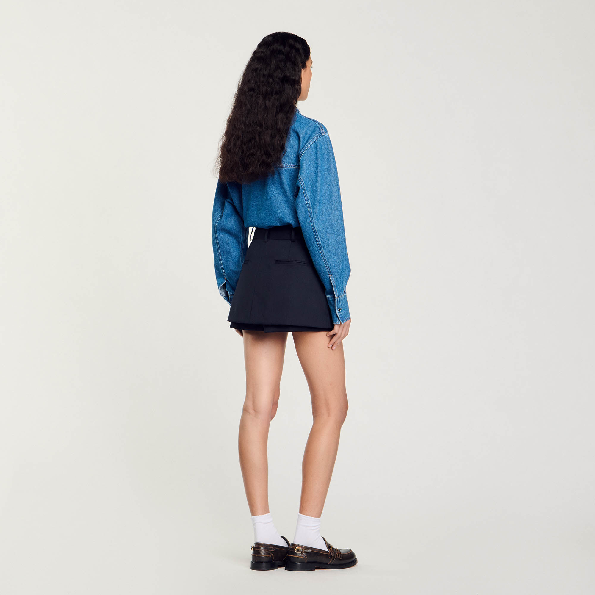 Skort with decorative belt loops